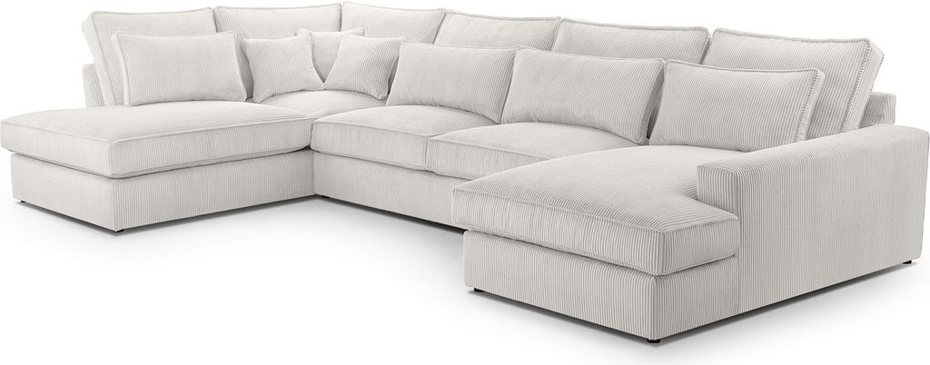 Fedve Ecksofa Eckcouch Medan U Form Big Sofa Sofagarnitur Couch Wohnzimmer Seite Links Hellgrau (Lincoln 83)