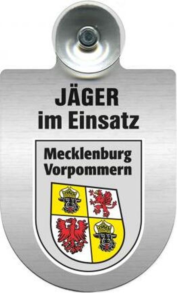 Einsatzschild mit Saugnapf - Jäger im Einsatz - 393821 incl. Regionenwappen Color - Region Mecklenburg-Vorpommern