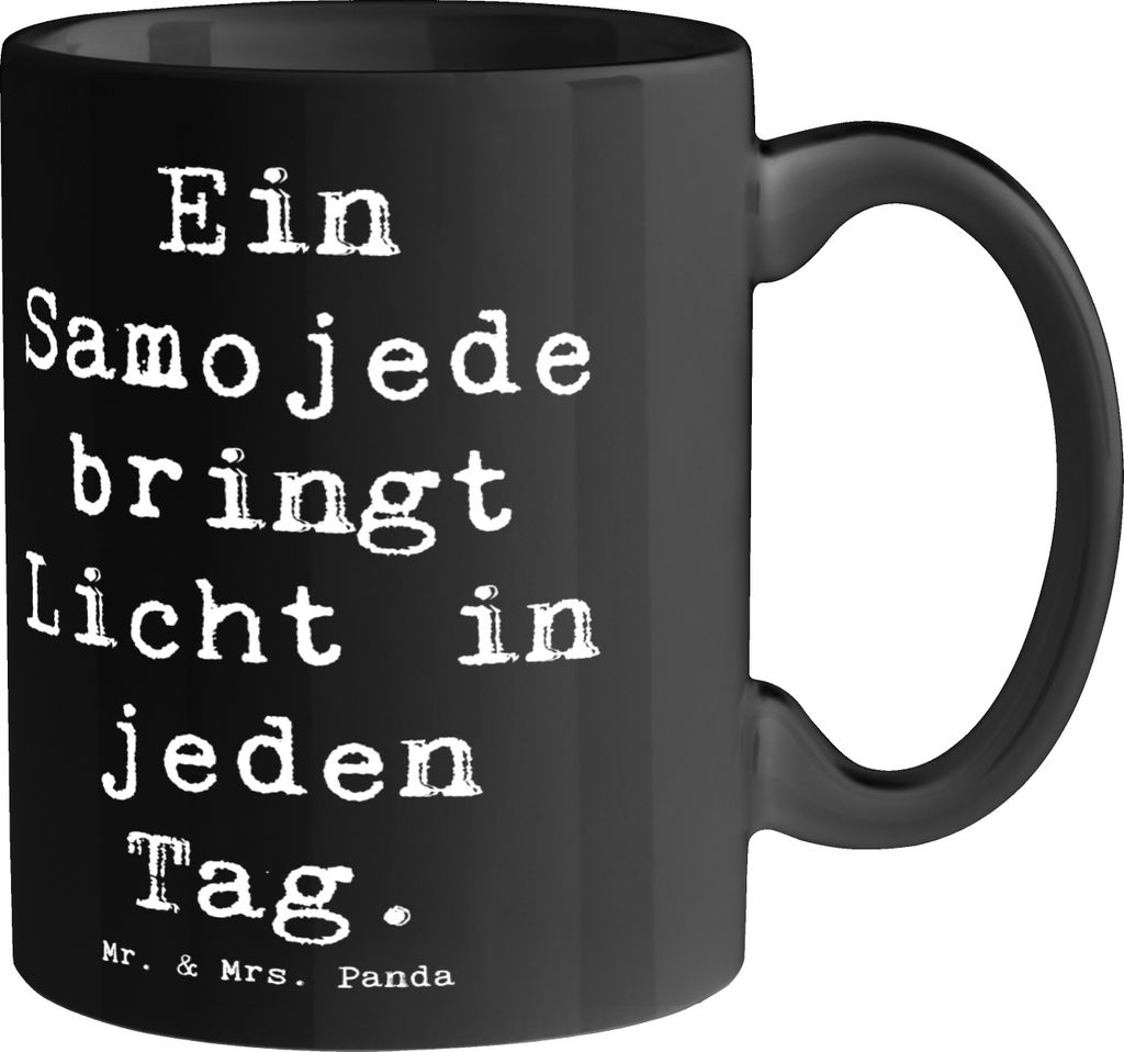 Mr. & Mrs. Panda Tasse mit Spruch Spruch Samojede Licht - Schwarz - Geschenk, Lichtbringer, Kaffeetasse, liebenswert, freundliches Wesen, Pott, gei...