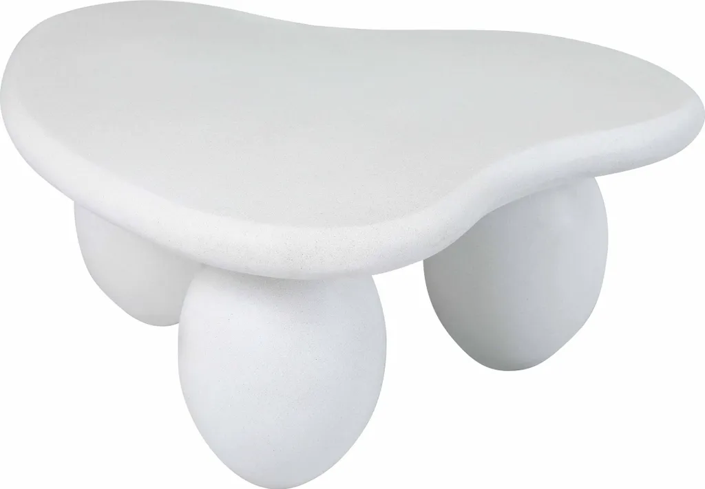 Table basse de salon de jardin grise forme galet aspect béton 80cm