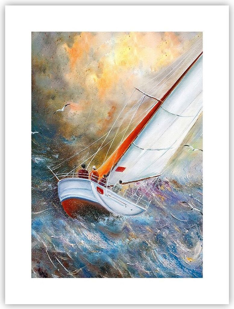 Poster - Poster ohne Rahmen - Segelboot Bild Regatta - 30x40 cm - Wand Bild - Wanddeko - Wandbilder - Kunstposter - Wandposter - Bilder - Kunstdruc...