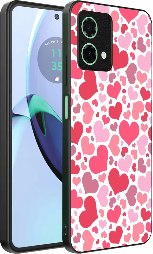 Cover Motorola G84 Cuori - Custodia Morbida Antiurto per Bambini