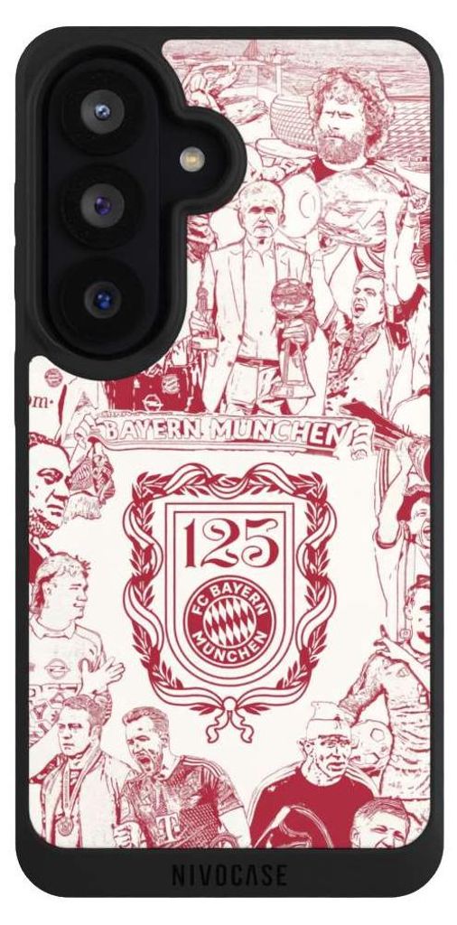 NIVOCASE Handyhülle für Samsung Galaxy S26 Hülle NIVOpure Case Schwarz FC Bayern München Offizielles Lizenzprodukt FCB 125 Jahre