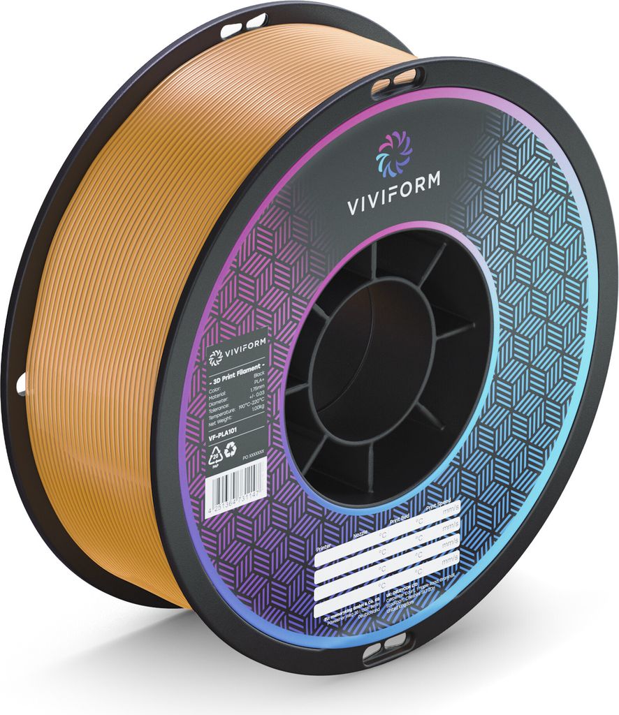 Viviform PLA Filament für 3D Drucker, 1kg Rolle, Durchmesser 1,75mm +/- 0,03mm, Orange Transparent