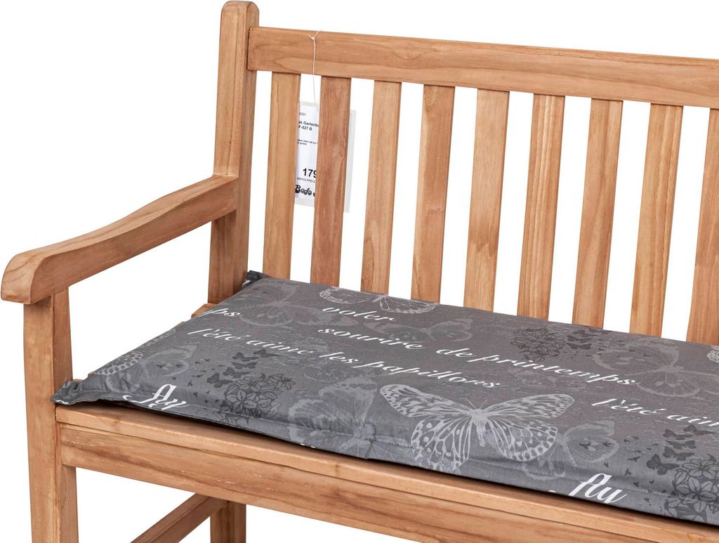 Auflage Gartenbank Bali 120 cm 2385 grau Schmetterlinge 120x50x6 cm KETTtex