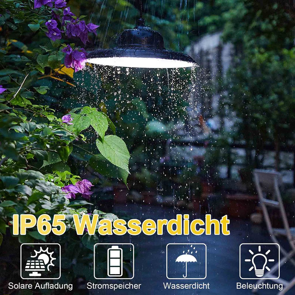 LED Solarlampe Außen Solar Pendelleuchte IP65 Wasserdichte Produktbild 15