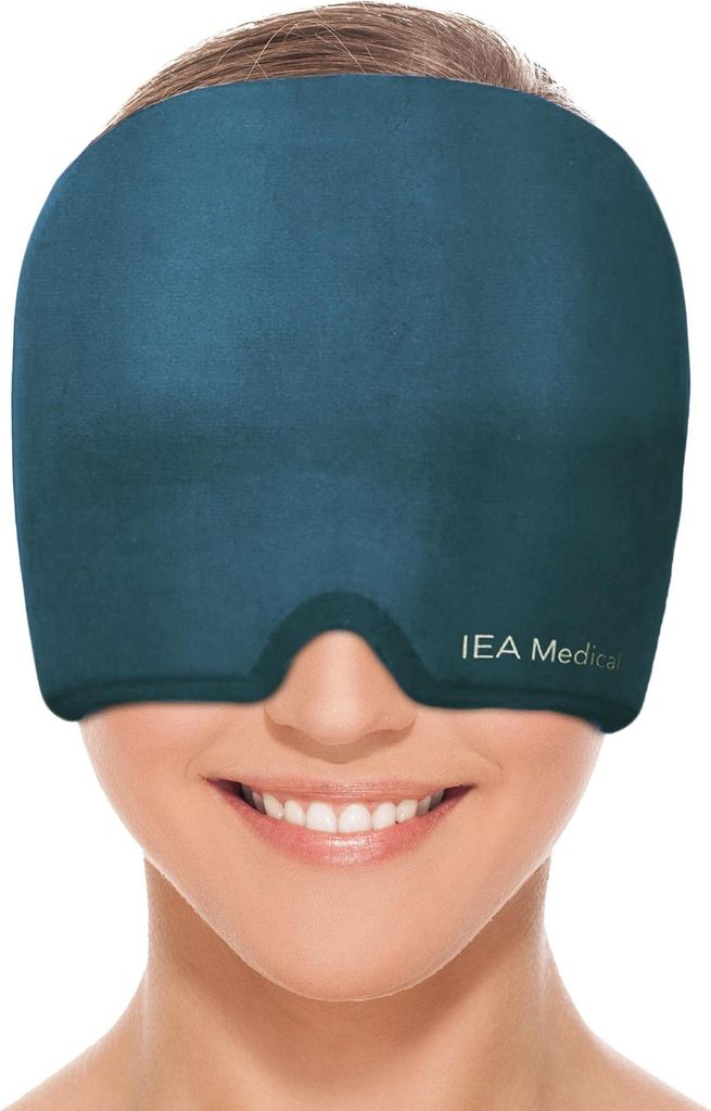 IEA Medical Migräne Maske blau, Kühlmaske, Wärmemaske, Schlafmaske kühlend, Migräne Mütze, Kopfschmerzen Mask