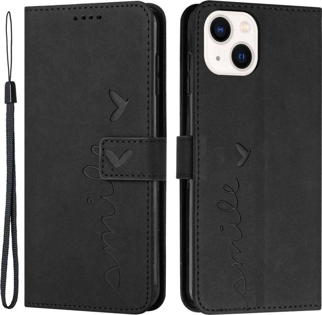iPhone 15 Hülle - Coverup Smile Klapphülle - Schwarz