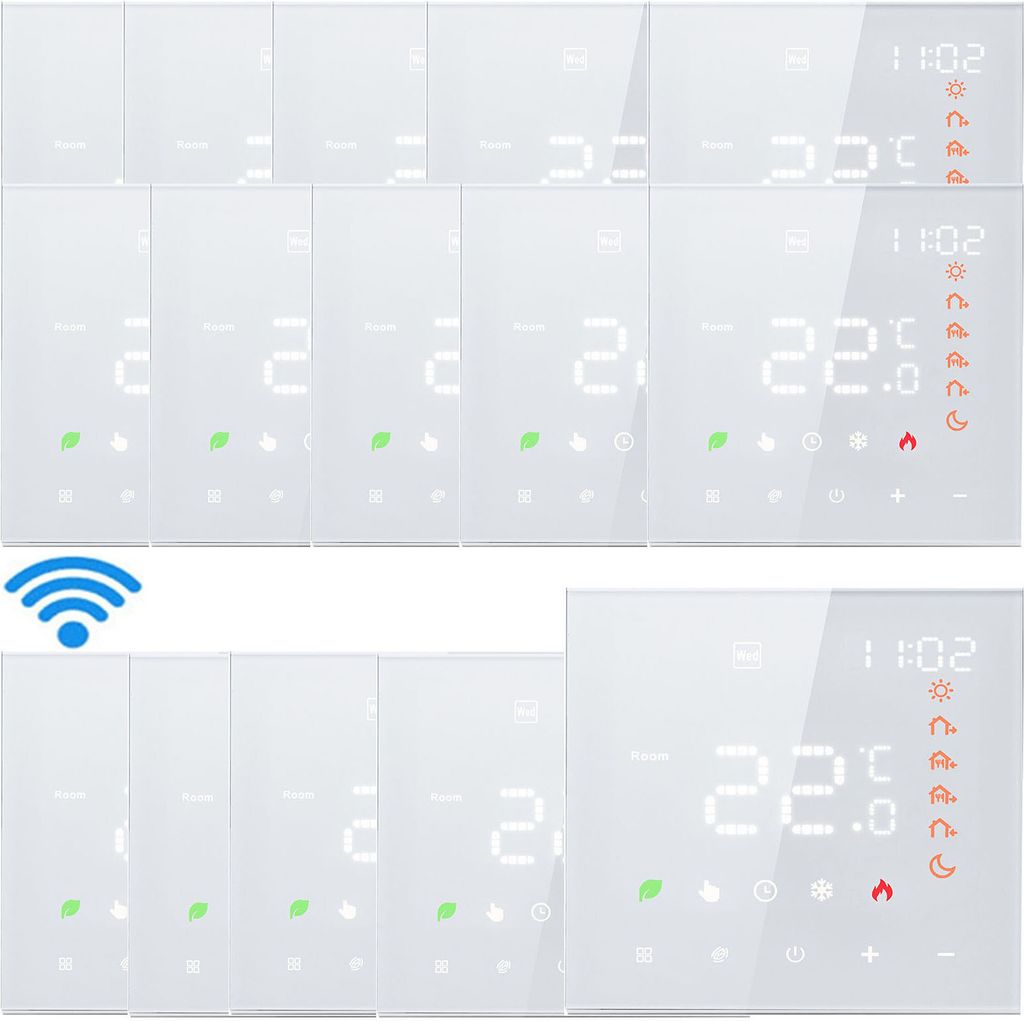15x Smart Tuya WiFi-Thermostat Raumthermostat, Digital LCD Thermostat Wandthermostat fuer 16A Elektroheizung Programmierbares Fussbodenheizung, Weiss