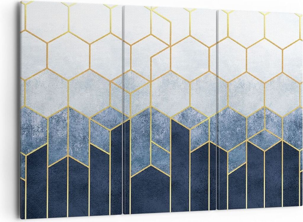 Bild auf Leinwand - Leinwandbild - 3 Teile - Abstraktion Figuren Geometrisch - 165x110cm - Wand Bild - Wanddeko - Wandbilder - Leinwanddruck - Bild...