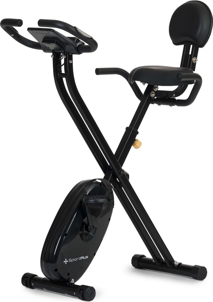 SportPlus Heimtrainer klappbar, Pulsmesser, Trainingscomputer, S-Bike mit & ohne Rückenlehne, Hometrainer faltbar, X-Bike, SP-HT-1400-B-iE
