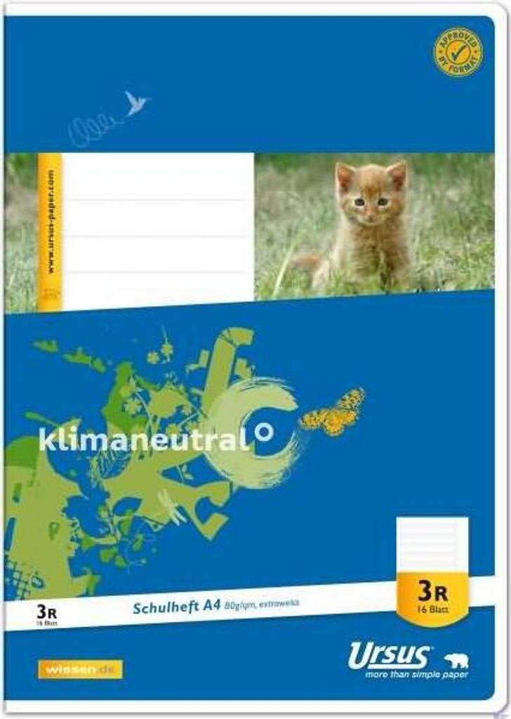 Ursus Basic 040416333 Heft LIN3R A4 16 Blatt 80g/qm 21 Doppellinien mit Rand