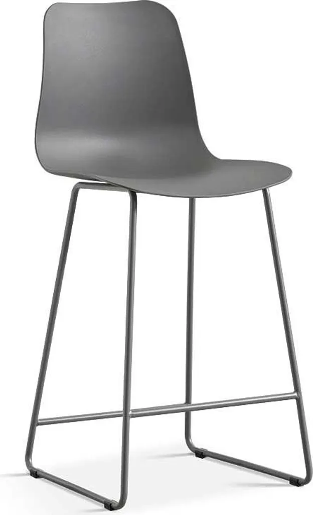 Tabouret de bar Marie gris en velours doux et pieds en métal noir