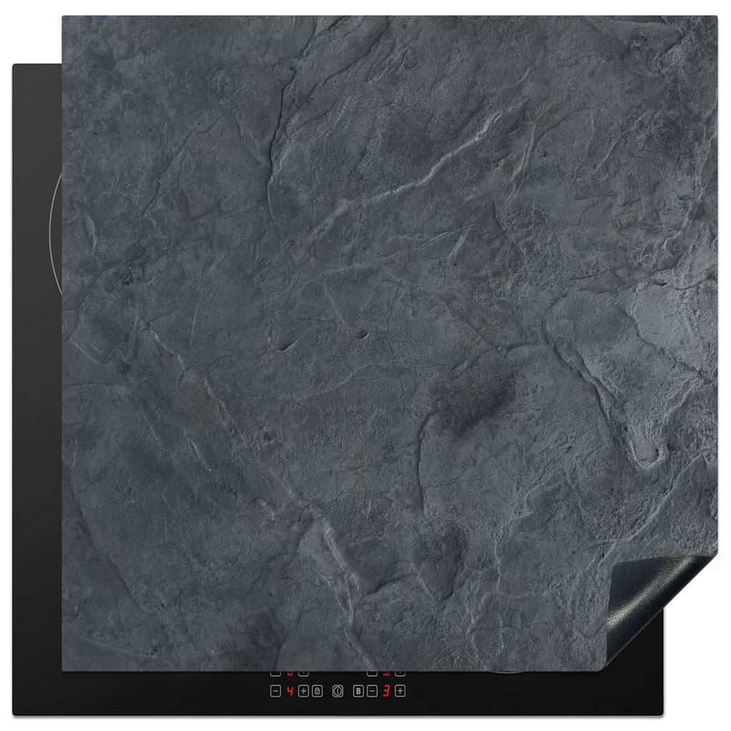 KitchenYeah Herdabdeckplatte Grau - Beton - Schiefer - Strukturiert - Retro , 78x78cm, Küche Deko, Glaskeramikkochfeld Herdabdeckung, Abdeckplat...