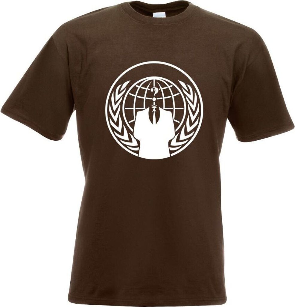 Kiwistar - T-Shirt - Chocolate - Anonymous - Wappen - Anzug Motiv Bedruckt Funshirt Design Print - mit Motiv Bedruckt - Funshirt Design - Sport - F...