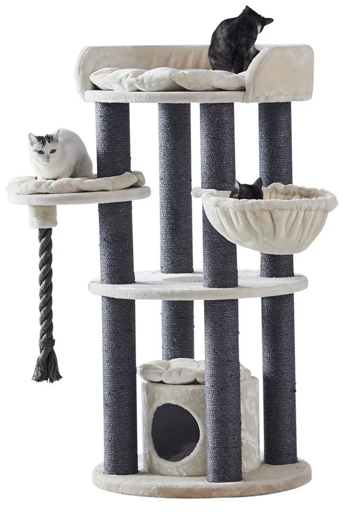 Arbre à chat design Nobby ARDA en sisal et peluche crème - 90 cm
