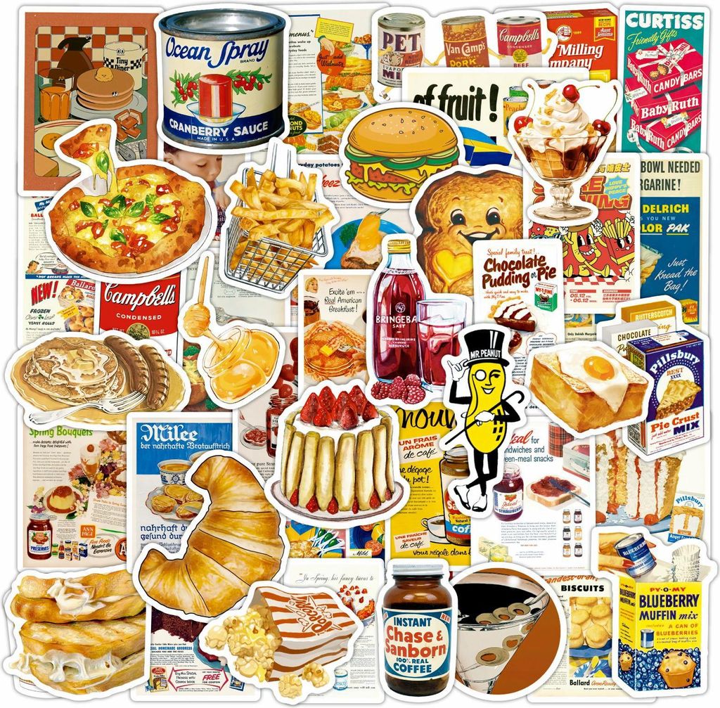 Scrapbooking Kleine Scrapbook Essen Aufkleber, 100 Stück Wasserdicht Vinyl Stickers, Aufkleber für Handyhülle Flasche Laptop Skateboard Journal ...