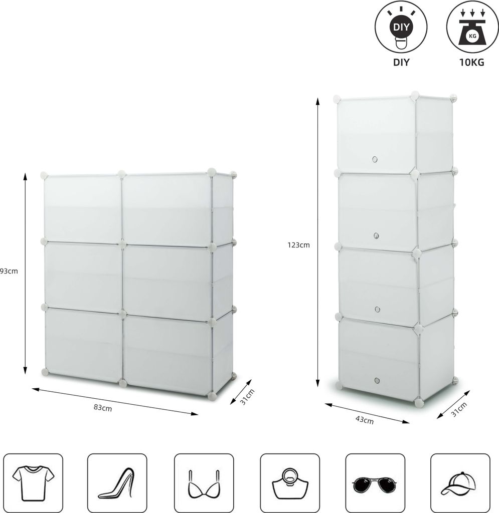 Mondeer Schuhschrank Kunststoff Schuhablage mit 6 Fächer Produktbild 7
