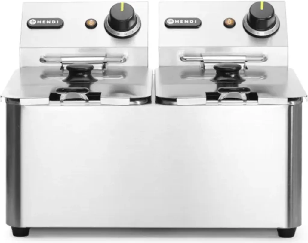 Friteuse 2x4L Kitchen Line 6000W - Température Réglable et Haute Puissance