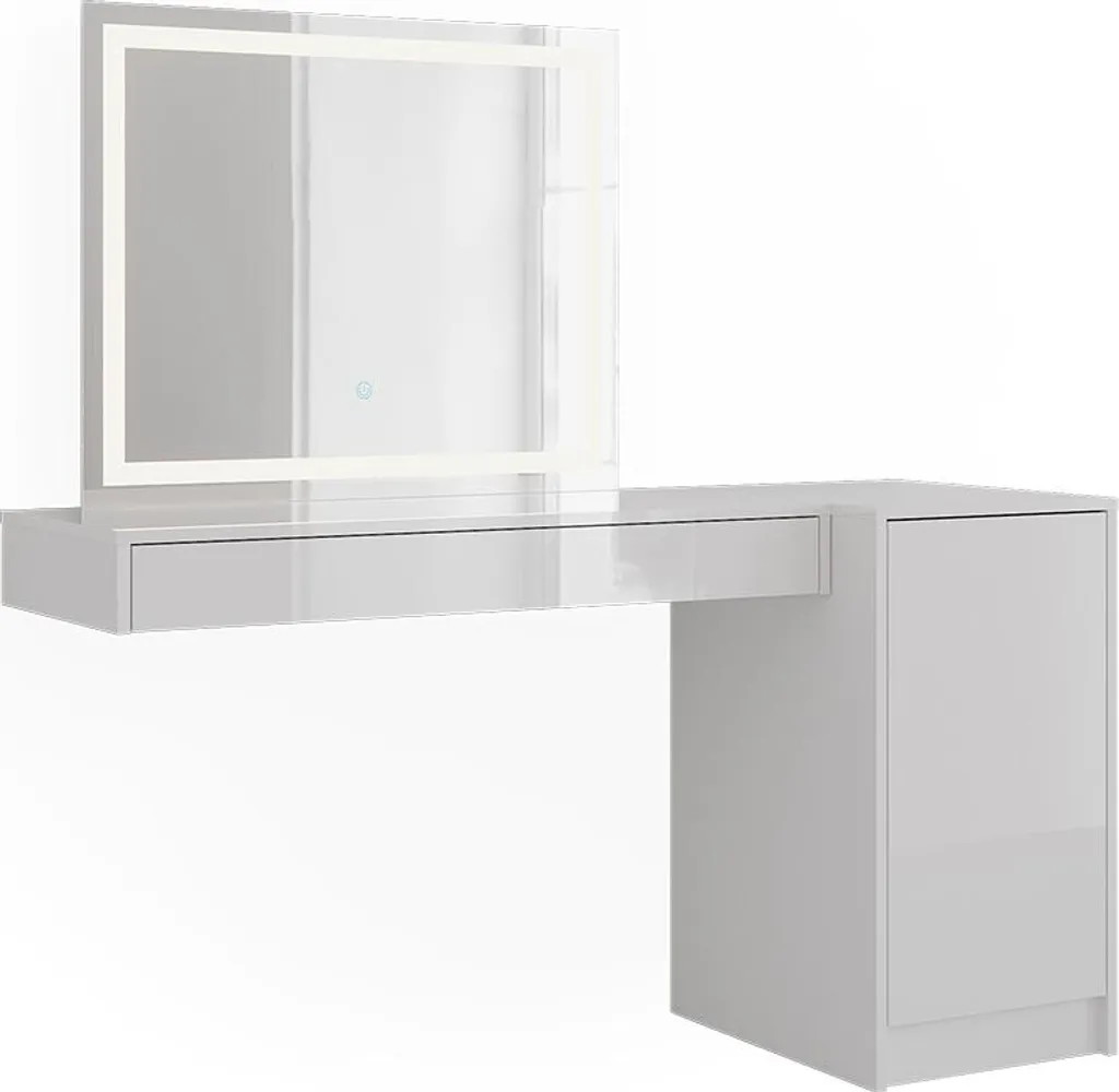 Coiffeuse de Chambre Vicco Sherry 100cm Blanche : Coin Beauté Complet 4 Pièces