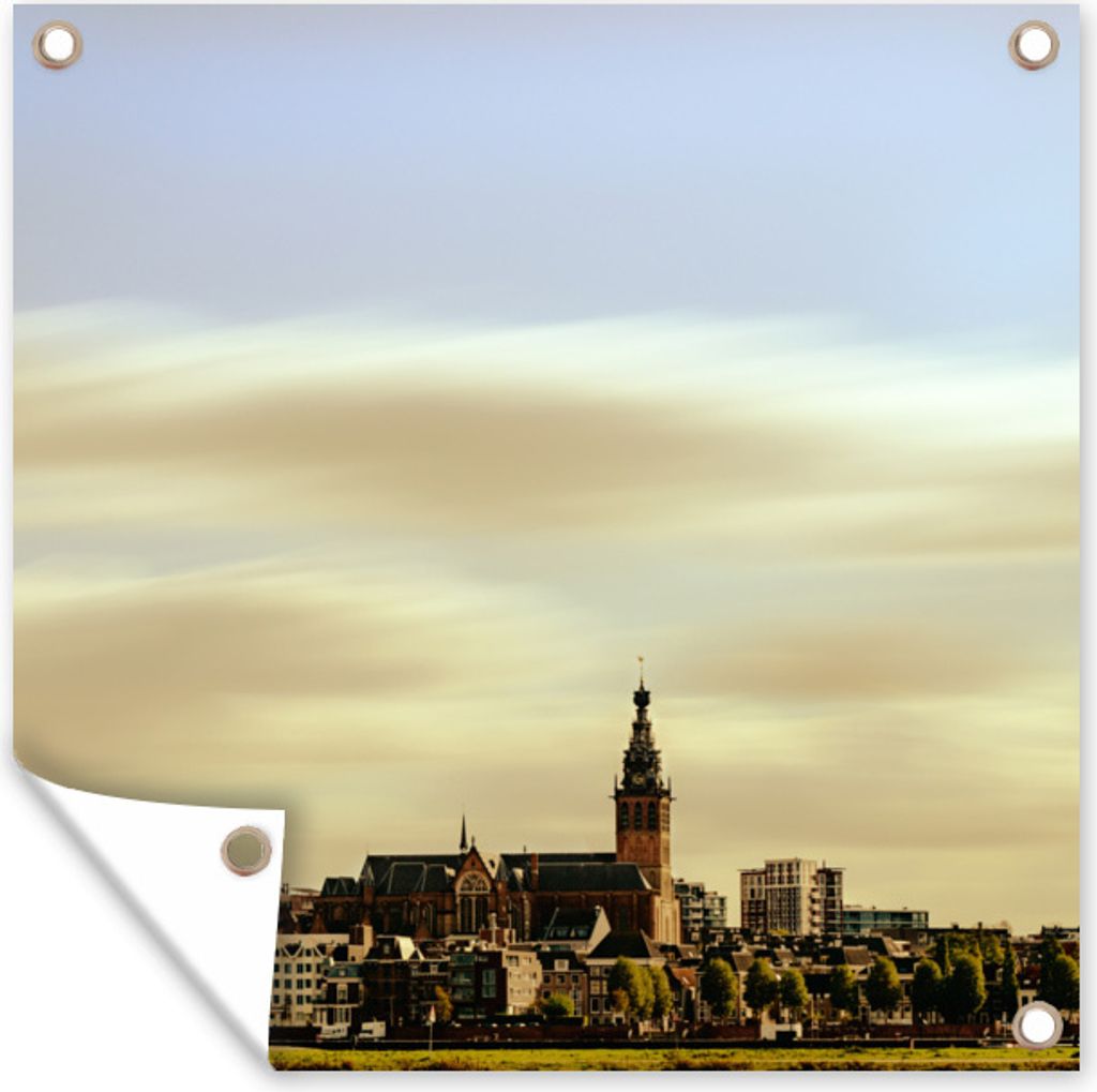 MuchoWow 100x100 cm Outdoor-Poster Gartendeko Sichtschutz Garten Poster für den Garten Skyline - Nijmegen - Niederlande