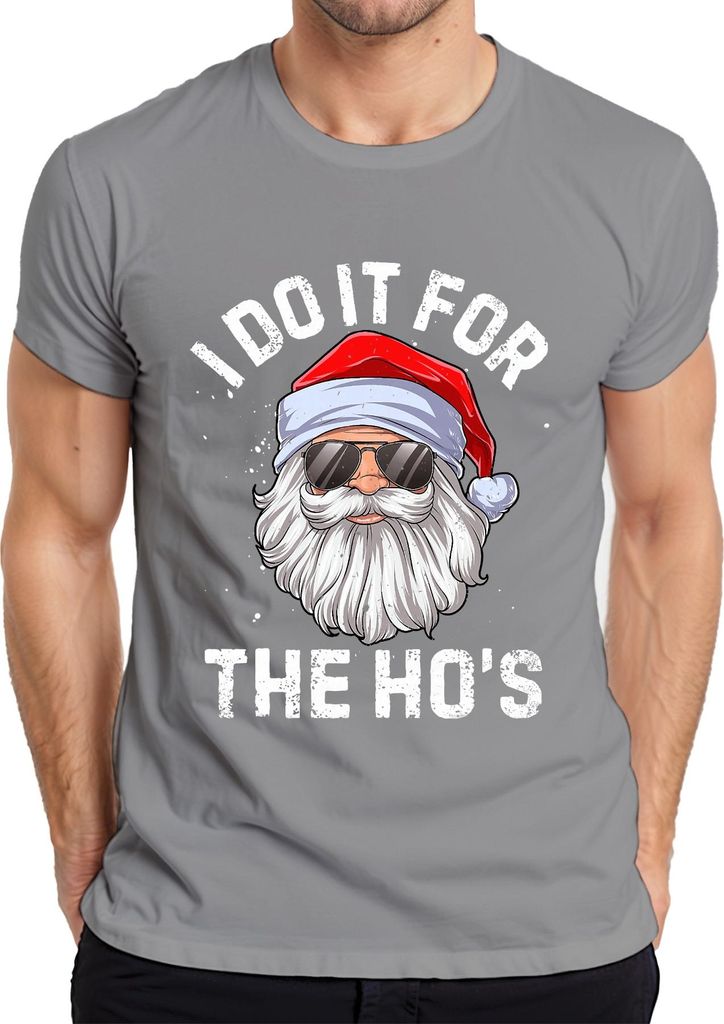 I Do It For The Ho's Weihnachtsmann lustig Geschenk Retro Herren T-Shirt, Grau, 3XL