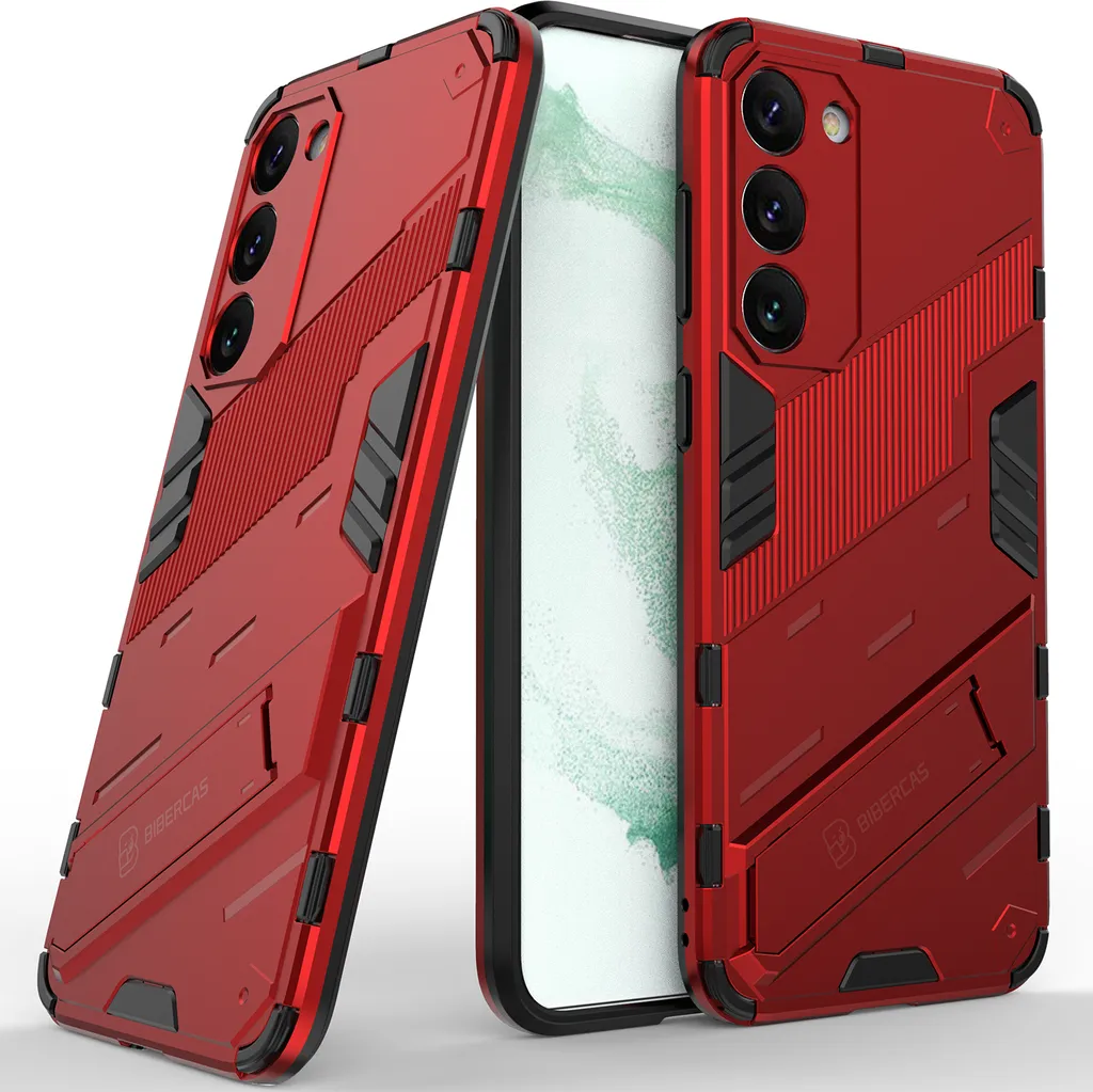 Custodia Samsung S23+ Rossa Antiurto Ibrida PC TPU con Stand Integrato