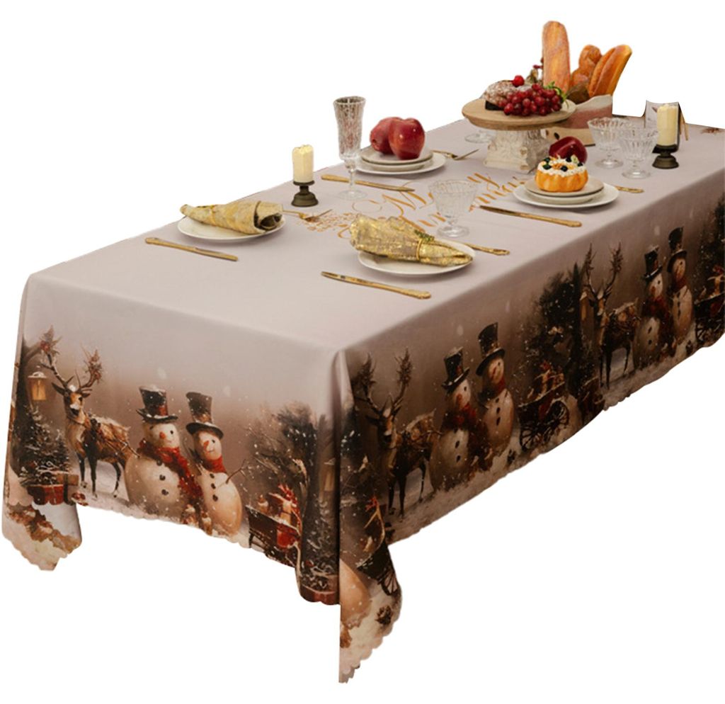 Weihnachtliche rechteckige Tischdecke, wasserdicht, mit Weihnachtsmotiven, waschbar, für die Dekoration von Dinnerpartys zu Hause