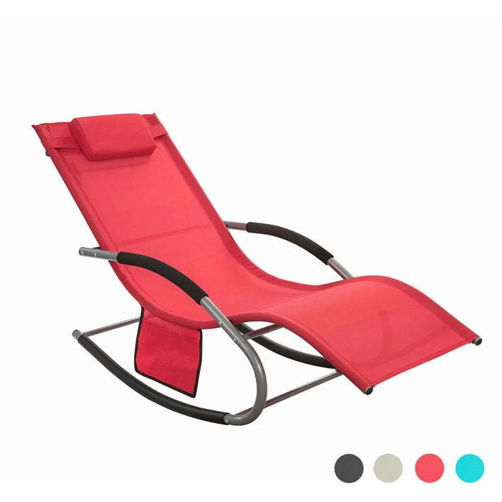 Chaise longue Rootz Garden avec sac de transport et poches latérales