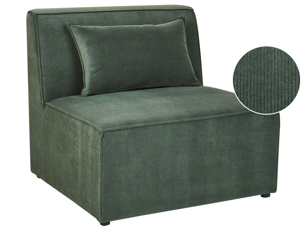 BELIANI Mittelstück für Sofa Grün Polsterbezug aus Cord mit Rückenlehne Modernes Retro Design Wohn- und Arbeitszimmer Flur Diele Salon Möbel