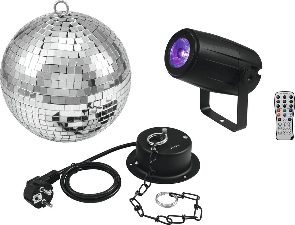 EUROLITE Set Spiegelkugel 20cm mit Motor + LED PST-5 QCL Spot sw