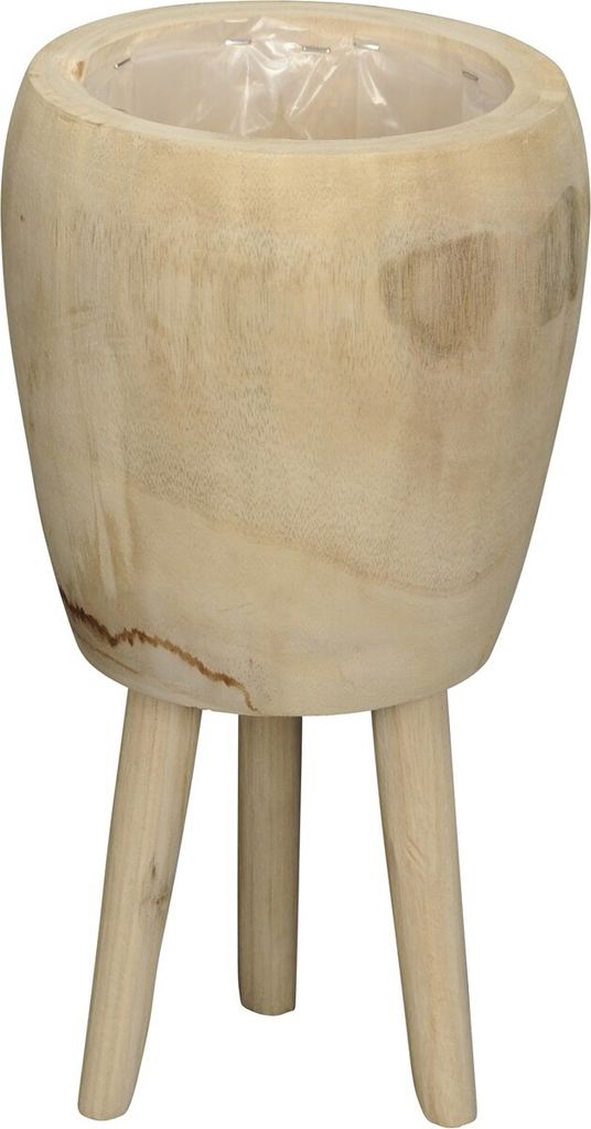 Blumentopf auf Fuß Paulowniaholz Holz Topf natur Ø21cm H39cm Übertopf Deko