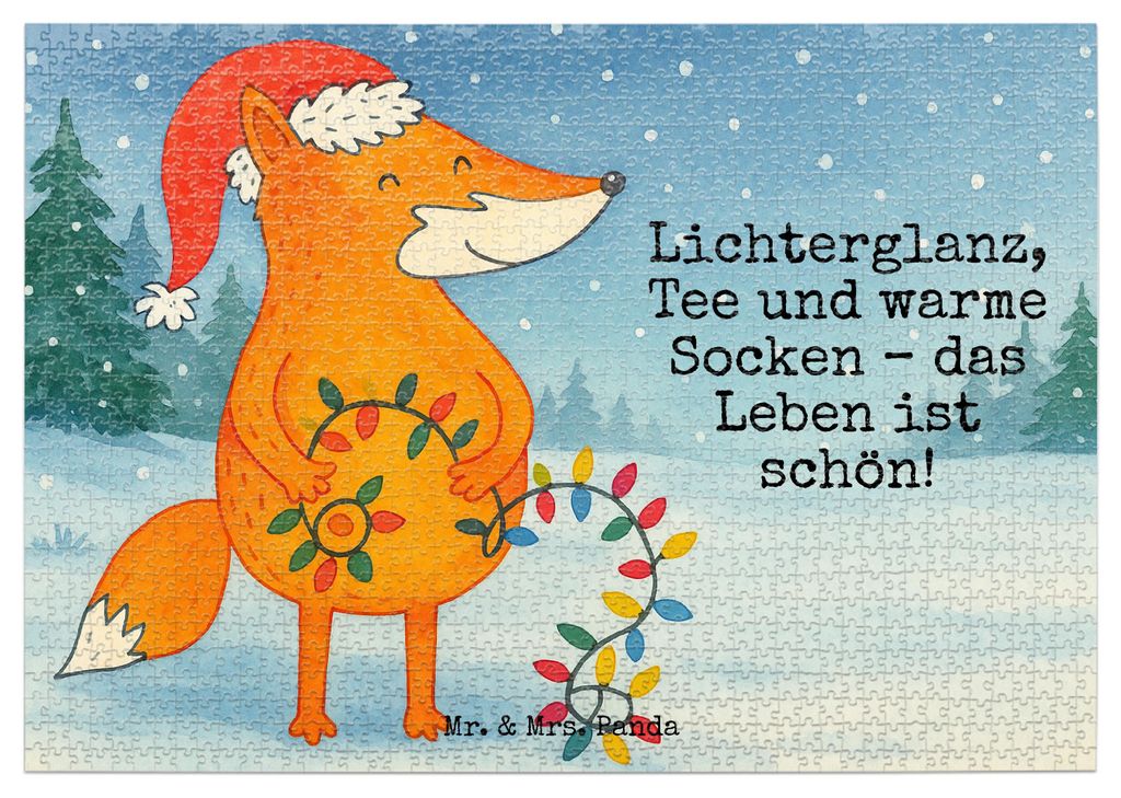 Mr. & Mrs. Panda Puzzle Fuchs Weihnachten Design 1500 Teile - Weiß - Geschenk, Winter, Nikolaus, Weihnachtsmann, 2000, 500, 1000, Heiligabend, Fü...