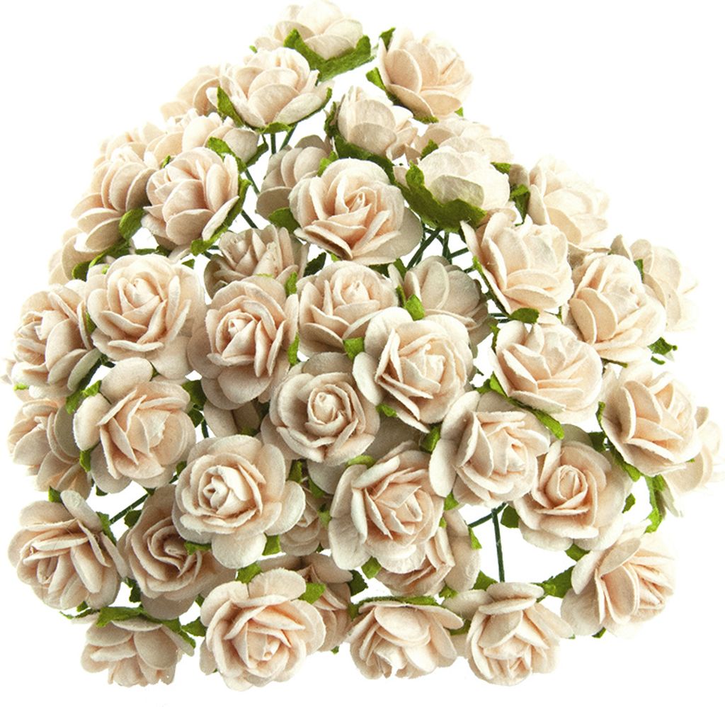 ROSEN Geöffnete 25 mm 25 Stk Scrapbooking Maulbeerpapier Blumen, hellpfirsich