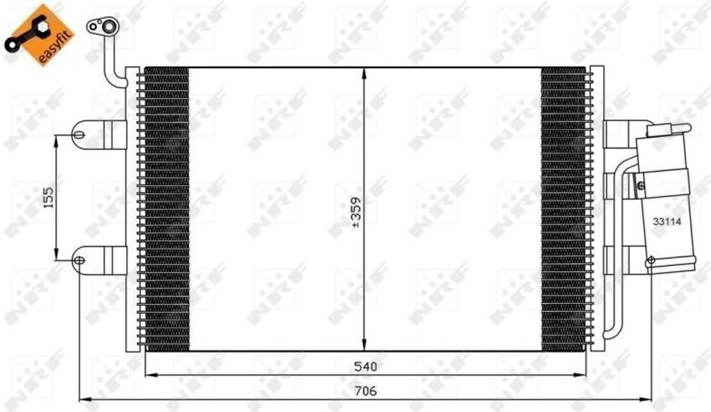 NRF 35338 - OE 6K0820411 Klimakondensator mit Trockner für Cordoba (6K), Ibiza (6K)