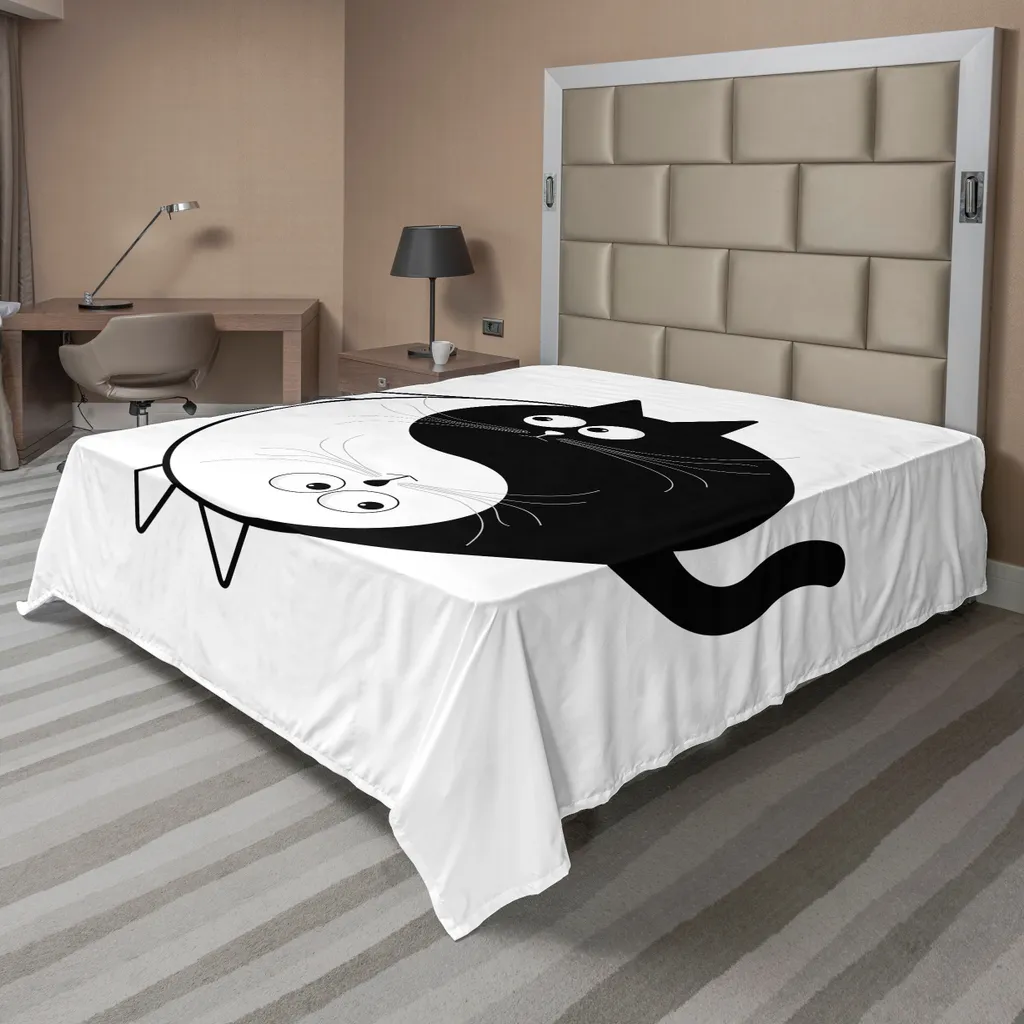 Drap de lit décoratif Zen Ying Yang pour chambre adulte - 275x260 cm souple