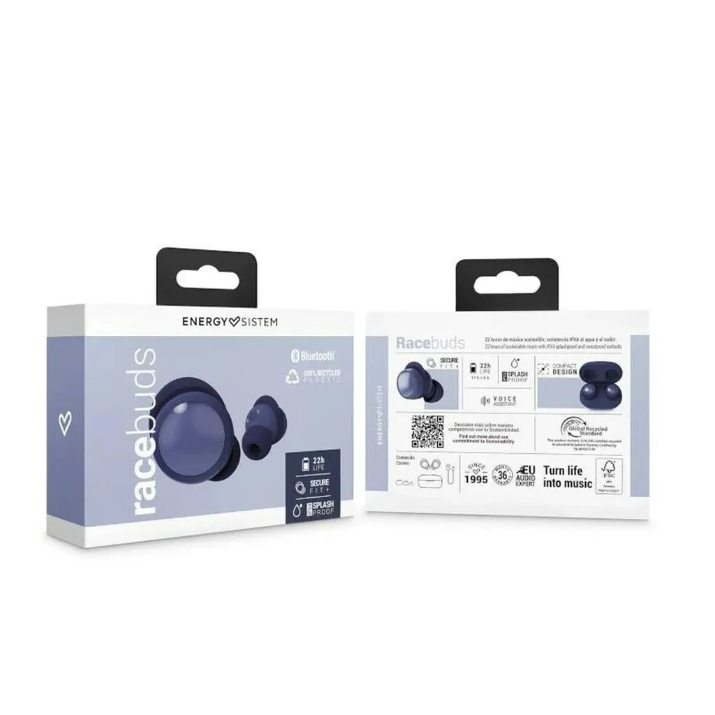 Oreillette Sport IPX4 Energy Sistem Racebuds Bleu avec Micro Intégré