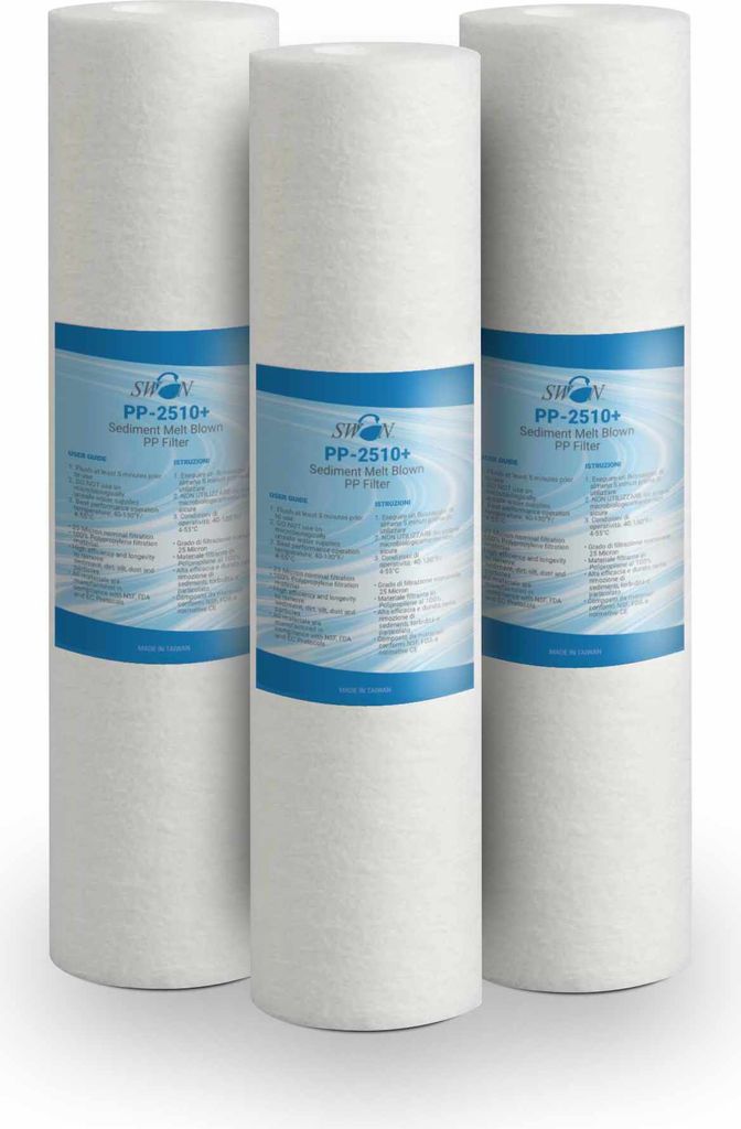Bellerofonte Sedimentfilter Wasserfilter schmelzgeblasene Filter 10 Zoll 25 Mikron in Polypropylen. Entfernt Sand, Rostpartikel und schwebende Veru...