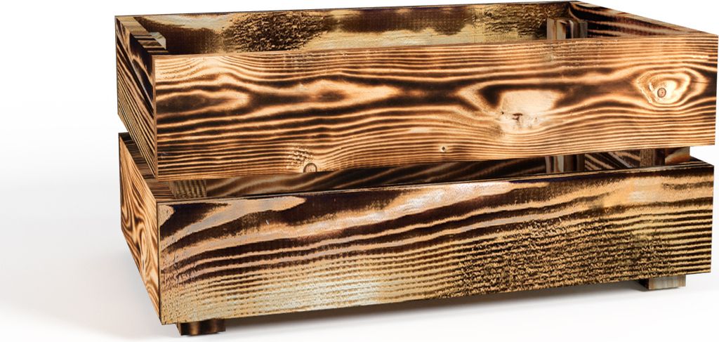 Lermowood Holzkisten Box0421 25 x 40 x 19cm Geflammt | Dekokisten aus Holz Massive Holzkiste Regalkiste Weinkiste
