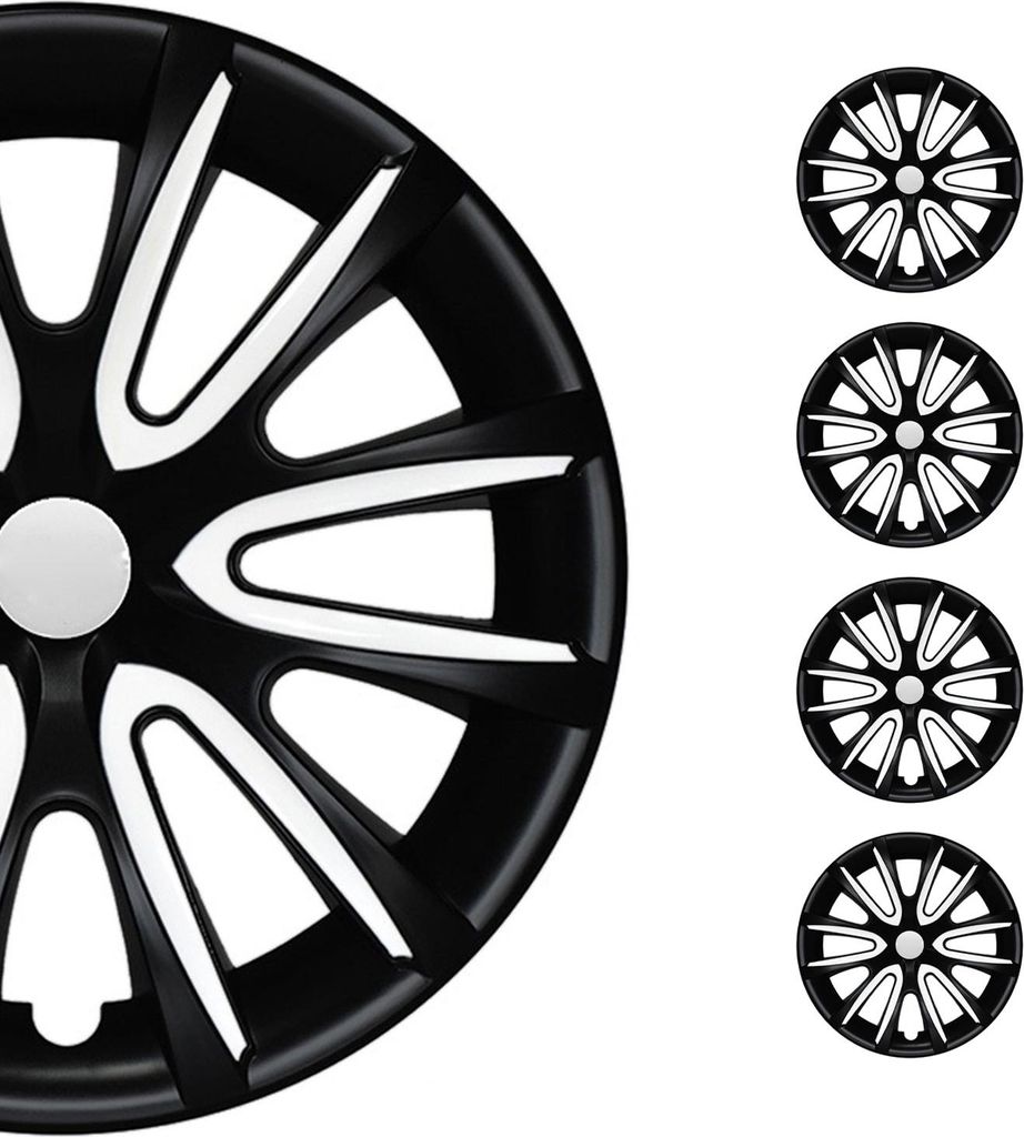 4x Radblenden Radkappen Radzierblenden für 14" Zoll Stahlfelgen Schwarz weiß