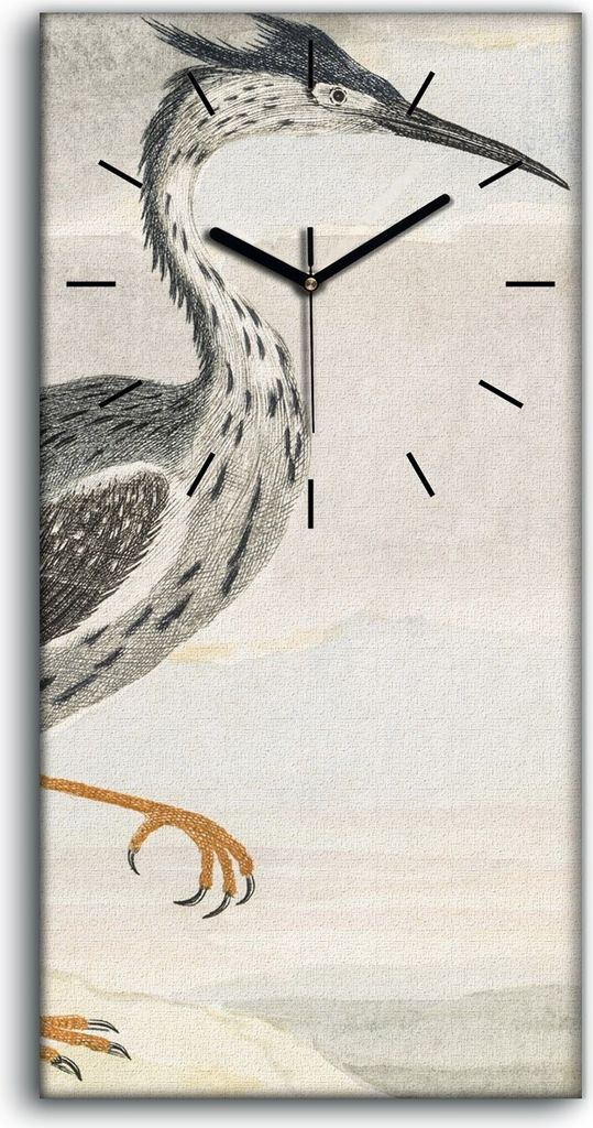 Dekor Leinwand Uhr Wandbilder 30x60 Zeichnung Tier Vogel Himmel Wolken - schwarze Hände