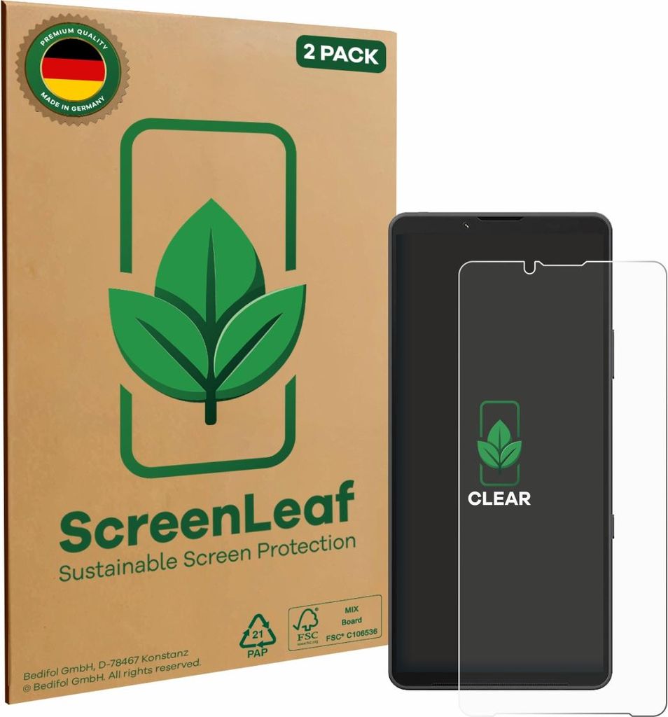 2x ScreenLeaf Schutzfolie für Sony Xperia 10 VII nachhaltiger Displayschutz Display Schutz Folie Klar Transparent