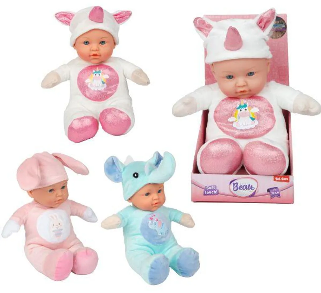 Poupée pour bébé 31 cm avec costume animalier mignon, texture peluche
