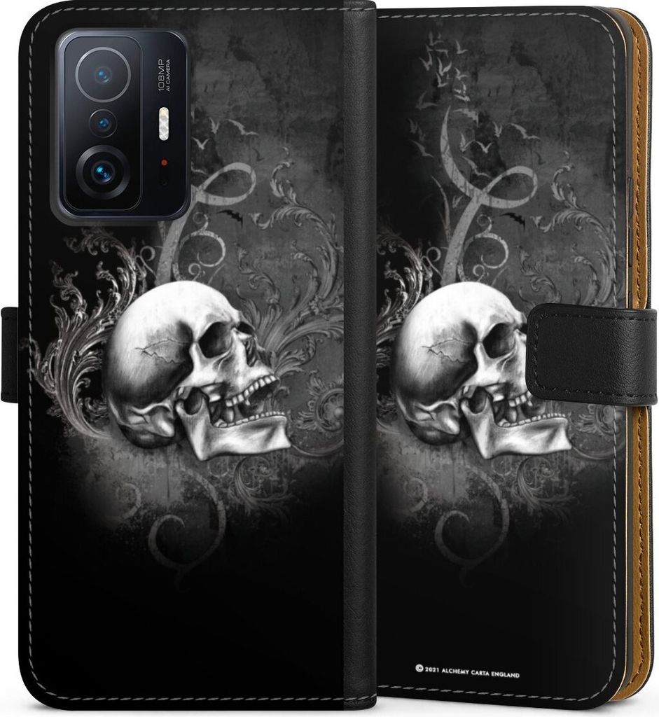 DeinDesign Klapphülle für Xiaomi 11T 5G Handytasche Lederhülle Tasche Gothic Schädel Totenköpfe