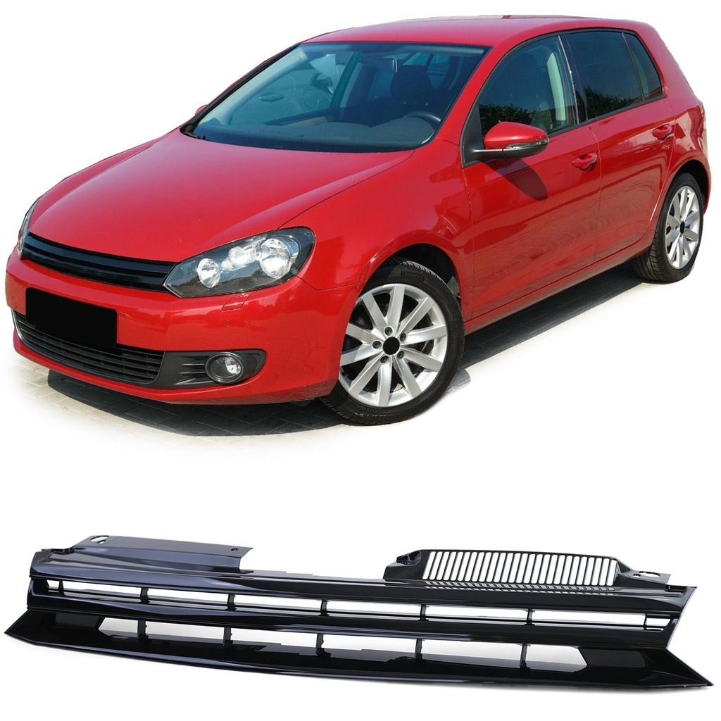 Sportgrill Kühlergrill Grill SCHWARZ GLANZ für VW Golf 6 VI 08-12 – Produktansicht