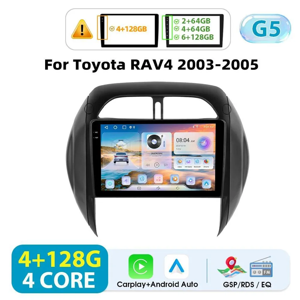 Poste Multimédia Android Toyota RAV4 2003-2005 - Écran Tactile 9 pouces