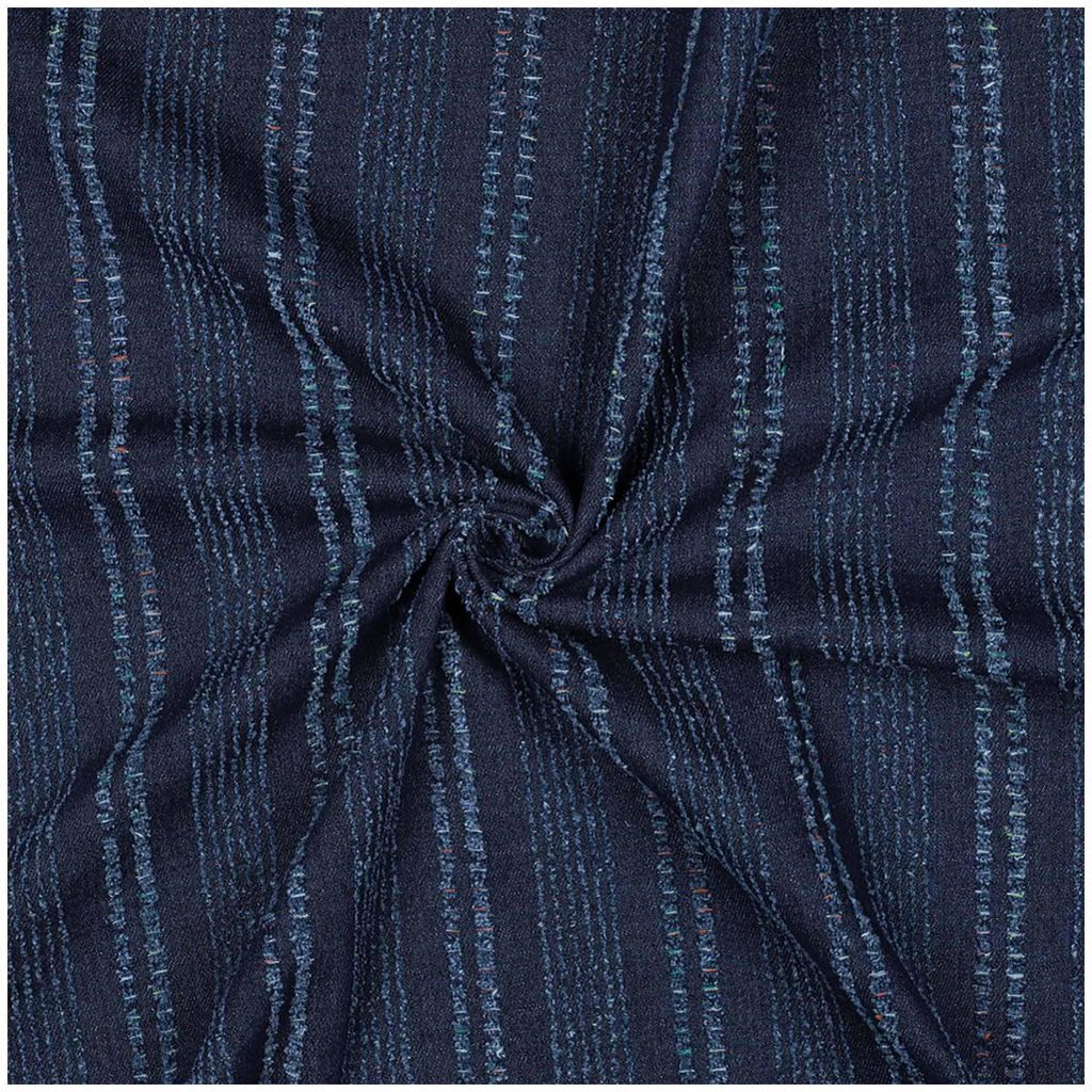 Jeans Jacquard Stoff Used Look ab 0,5x175m Meterware Denim mit Fransenstreifen