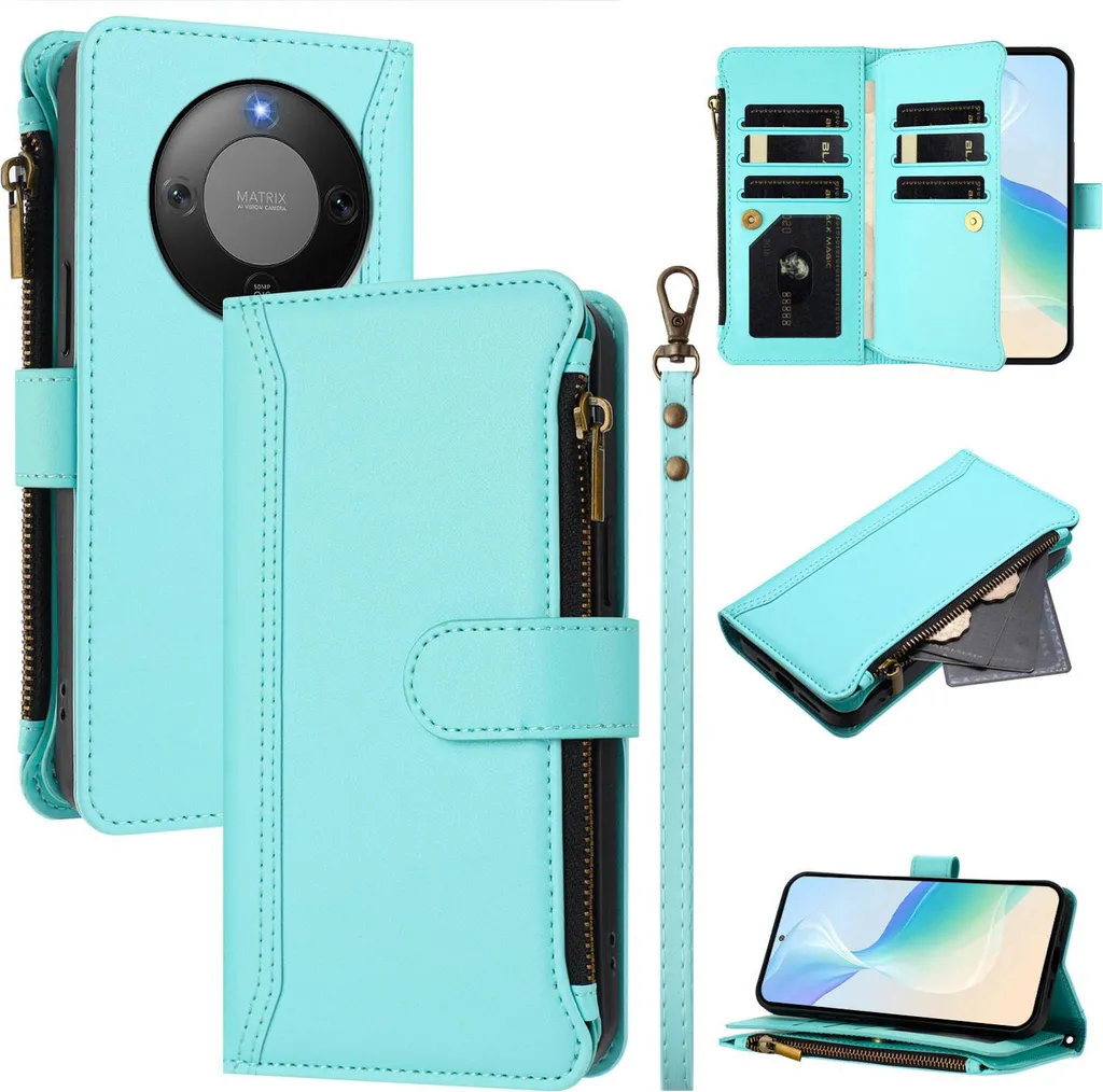 Custodia Honor X9d / X70 in Pelle Mint - Portafoglio con Cerniera ZIP