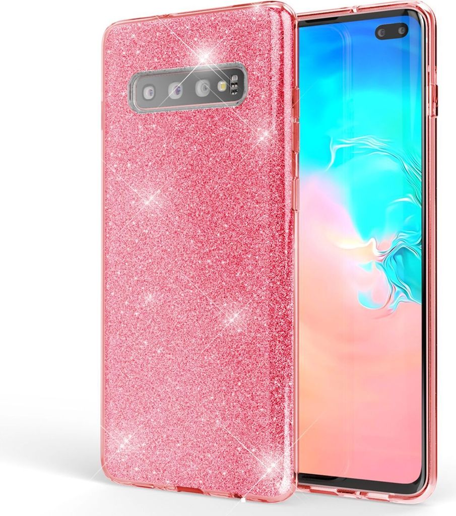NALIA Hülle kompatibel mit Samsung Galaxy S10 Plus, Glitzer Handy Hülle Cover Pink