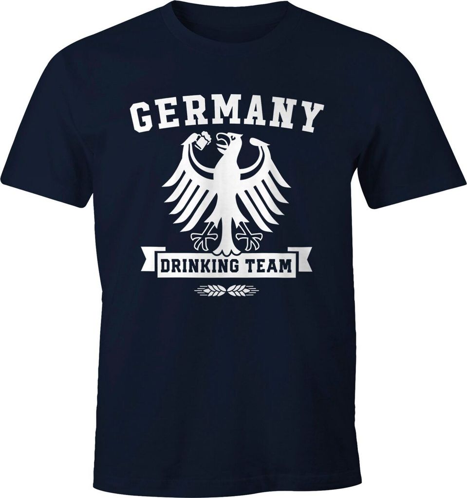 Herren T-Shirt WM Deutschland Fußball Germany Drinking Team Fun-Shirt Moonworks navy XL